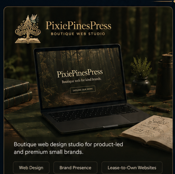 PixiePinesPress boutique web studio preview