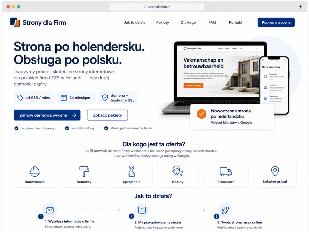 StronyDlaFirm.nl website offer preview under Werstler Digital Studio