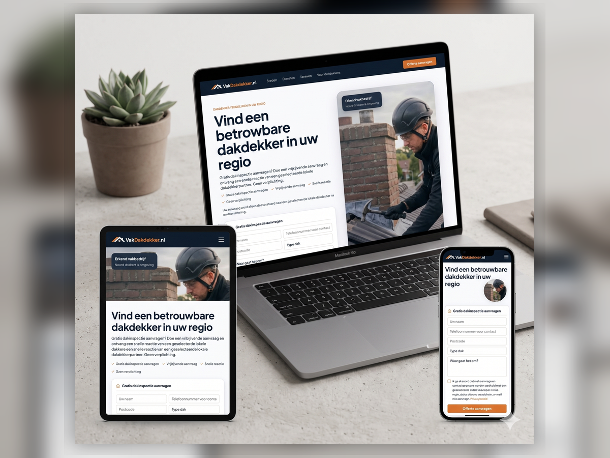 VakDakdekker.nl roofing lead-generation platform preview under Werstler Digital Studio
